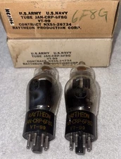 Matched Pair Raytheon JAN-CRP 6F8G VT-99 Vacuum Tube NOS NIB 1944 TV7 Tested NOS