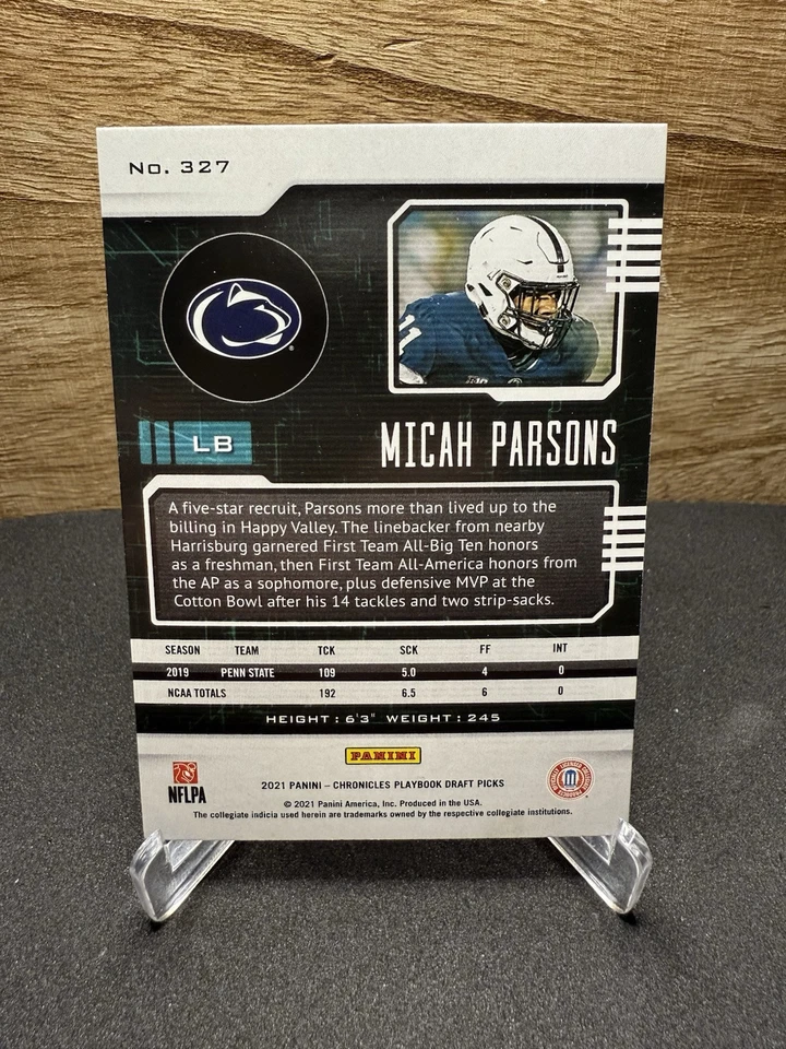 2021 Chronicles Draft Picks Playbook #327 Micah Parsons Dallas Cowboys RC Rookie - Image 2 of 2