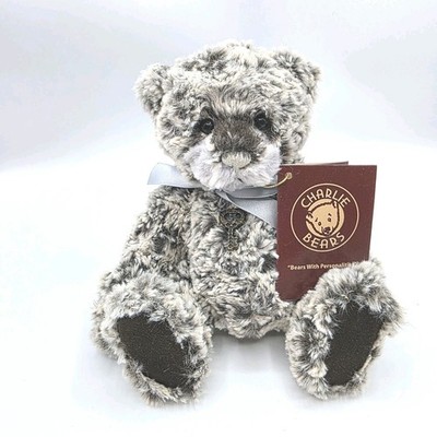 Charlie Bears Tiddles Jointed Bear Gray & White Pls See Description Approx 8''