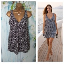 Neu Bonmarche Badekleid Größe 20 schwarz weiß Bauchkontrolle Rock neu mit Etikett