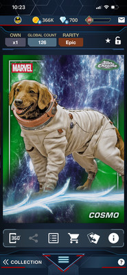 DIGITAL Topps Marvel Collect Marvel Studios Chrome Cosmos LE Green 199cc