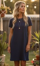 GAP navy blue T-shirt dress soft lightweight slub jersey XS 327