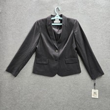 Calvin Klein Women Blazer 12P Gray Business Classic 2 Button Long Sleeve NWT