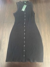 Wild Fable Women  s Ribbed Button Front Mini Dress Black