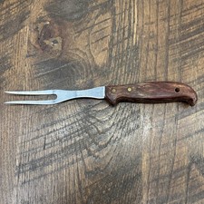 Vintage 9 1/2 inch wood handle stainless steel meat fork made in the USA