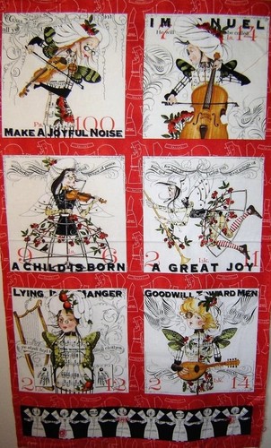 23" x44 quilting treasures fabric panel Handmaids wecker frisch Christmas music