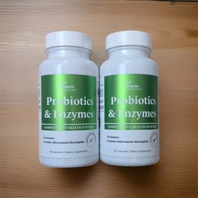 60 ct Probiotics & Enzymes Digestive Support 30 Caps x 2  Exp 08/2027