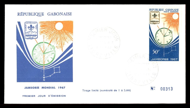 Mayfairstamps Gabon FDC 1967 Scout Symbol Sun Clock Jamboree Mondial First Day C