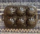 Vintage Cast Iron 6 Pocket Turks Head Gem Muffin Pan Open Frame Corn Bread Mold