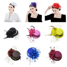 Women's Fascinators,Mini Tea Party Hat Vintage Feather Church Wedding Headwear