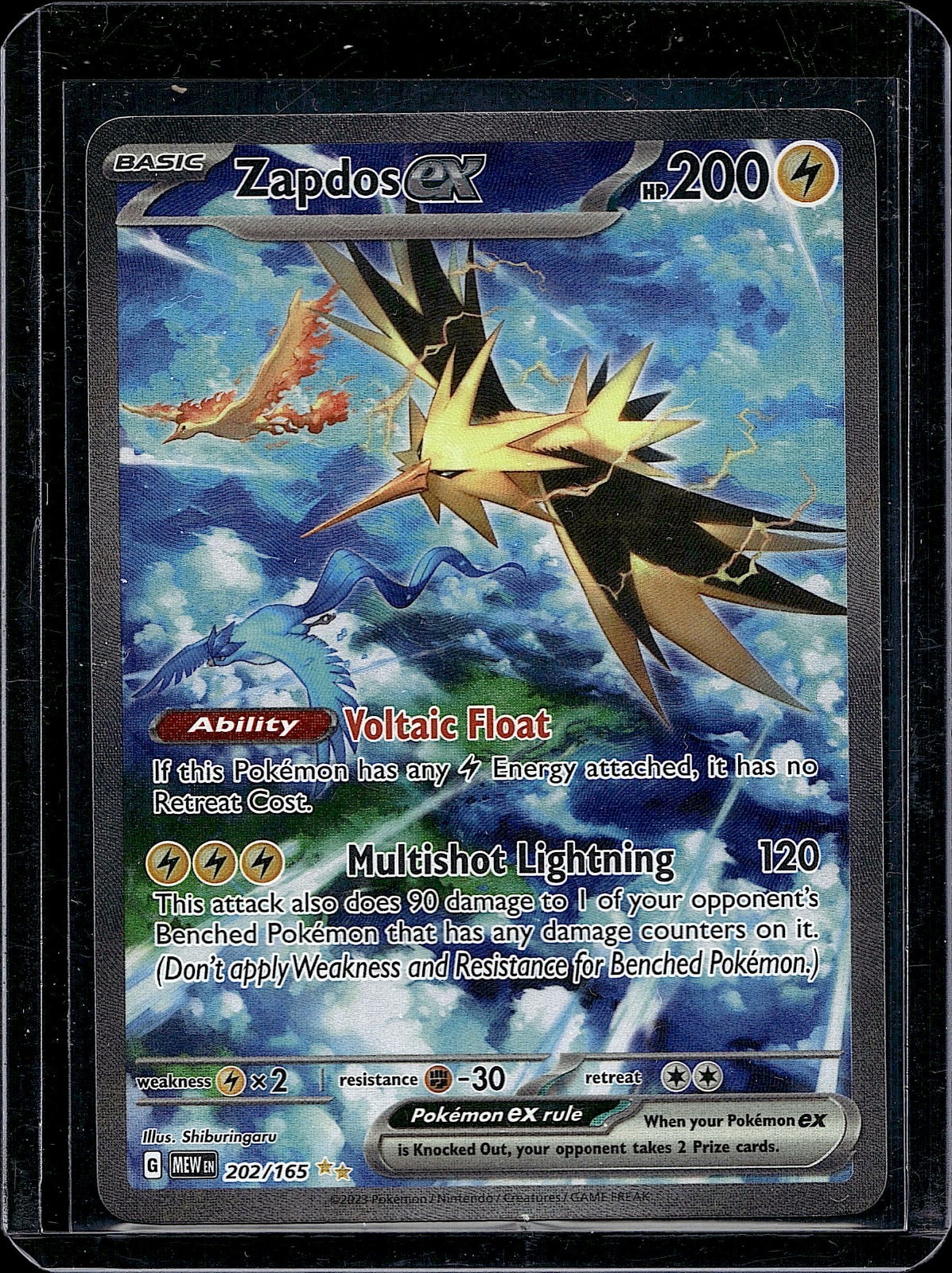 Zapdos ex 202/165 SIR Scarlet & Violet 151 NM Pokemon Card Full Art EX