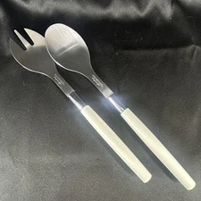 GOLD COAST 2 Piece Serving Set - Salad Spoon & Salad Fork White Handle