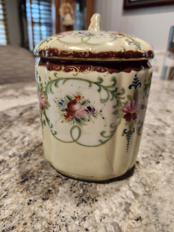 Nippon Japanese Hand Painted Porcelain Biscuit Jar VTG