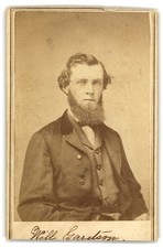 Antique CDV Circa 1860s Will Garretson Handsome Bearded Man In Suit
