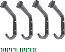 Rustic Cast Hooks Iron Wall Hooks, Set of 4 Heavy Duty Wall Mount Cast Iron Hook