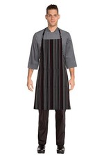 Unisex Striped Bib Apron One Size Blk W/ Wht Red