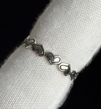925 Sterling Silver Heart Band Ring Size 9.5 Ladies 3mm wide Oxidized Finish