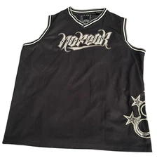 No Fear Men's Y2K Sleeveless Jersey 2XL Blk/Grey Script Spell-Out Brass Knuckles
