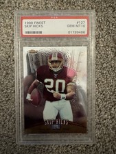 1998 Topps Finest Rookie Skip Hicks #127 PSA GEM MT 10 Football Card. rookie card picture