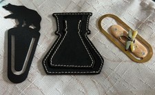 Vintage Lot of 3 Bookmarks :  Cloisonne Dragonfly, Metal Bear And Leather Strap
