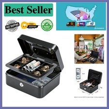 Lockable Cash Organizer Box with Portable Handle - Ideal for Home & Business Use