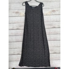 Carole Little Dress Womens 10 Black Cream Rayon Maxi Tank Abstract Animal Print