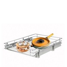 1 Tier Pull Out Cabinet Organizer 11" W x 21" D Heavy-Duty Metal Sliding Dr...