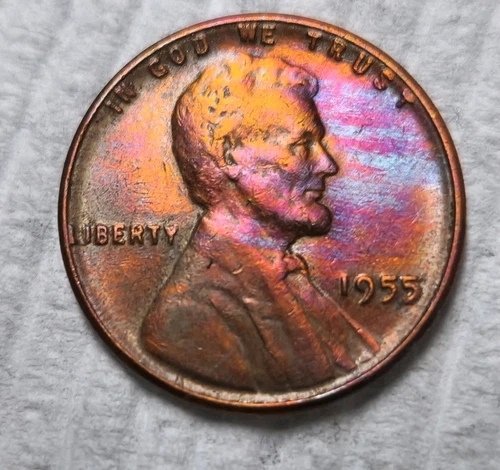 1955 Lincoln Wheat Cent Penny Double Die Obverse Error XF Pman Beautiful Tone