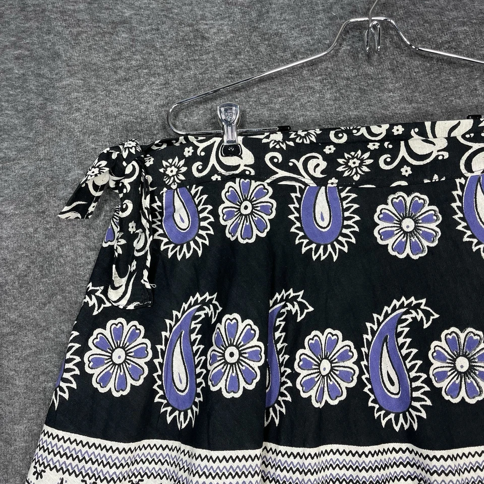 Falda envolvente midi boho hippie hecha a mano talla libre India cachemira algodón floral Foto 3 de 4