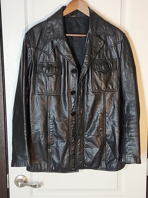 Vintage Echt Black Leather Jacket Size 50