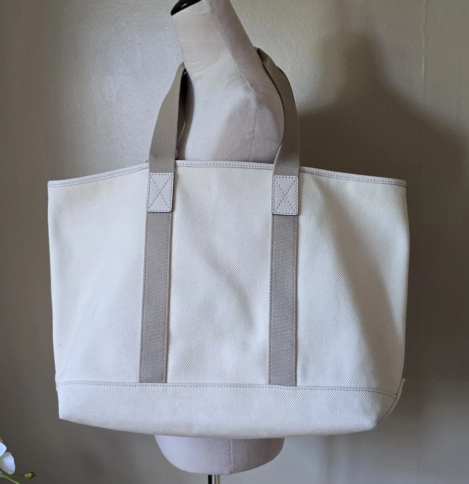 Bolso de Mano Michael Kors Bryce Grande de Lona y Bolso sin asas con Cremallera Crema Viaje Playa Foto 2 de 4