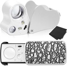 2 Pieces Jewelers Loupe 30X 60X 90X Illuminated Eye Magnifier Silver 