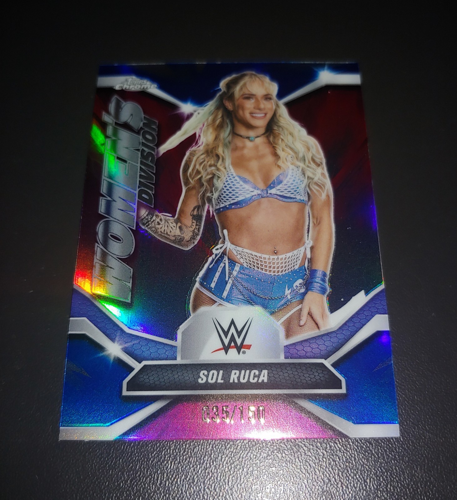 2026 Topps Chrome WWE Sol Ruca RC Blue Refractor /150 Women's Division WDV-11