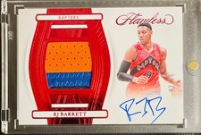 2023-24 Panini Flawless RJ Barrett Ruby /15 Game Worn Patch On Card Auto FPA-RJB