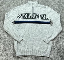 Urban Pipeline Sweater Youth Large Gray Quarter Zip Mock Neck Geometric Knit