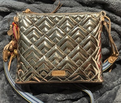 Consuela- Evadney Metallic Gold Quilted Crossbody Bag 
