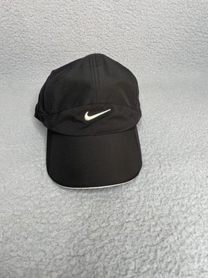Vintage Y2K Nike Tailwind Hat Black Swoosh 7 Panel Mesh Running Trail Aw84