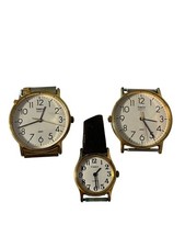 Lote De 3 Relojes Timex De Colección Cuarzo LA Cell K Cell Tono Dorado Esfera Blanca Sin Probar