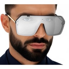 Eye Wear Sunglasses UV400 Protection Silver Mirror Lens Cover Face Sun Shades