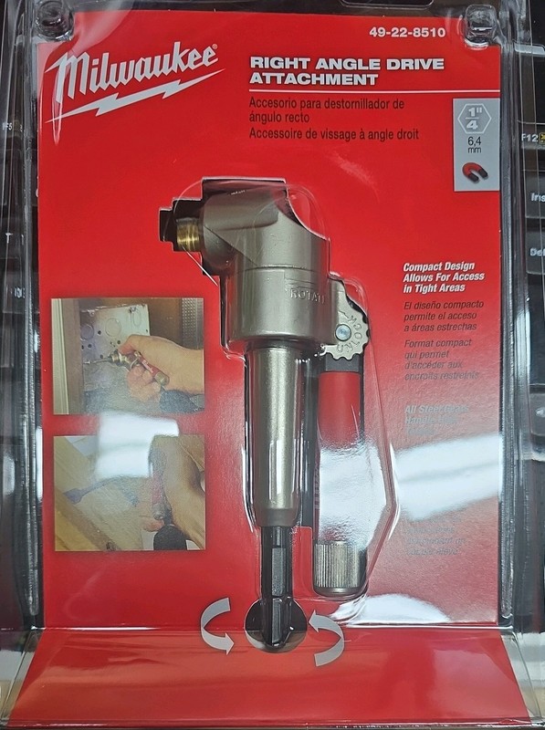 MILWAUKEE 49-22-8510 COMPACT RIGHT ANGLE DRILL ATTACHMENT KIT 1/4" NEW FREE SHIP