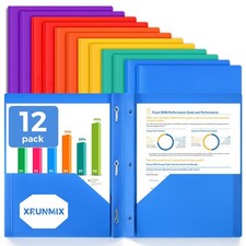 6 Pack Plastic Folders with Pockets and 3 Prongs, 2 Pocket Folders for 8.5 x ...