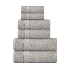 Bath Towels Set 100 Cotton 2 Bath 2 Hand 2 Washcloths 6 Piece Light Grey