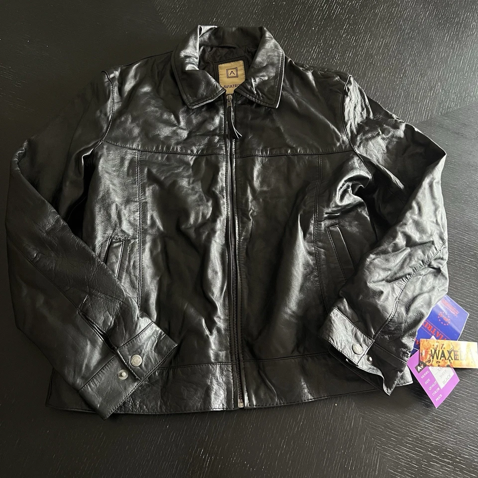 Aviatrix Black Real Soft Leather Bomber Jacket New See Measurements  - Image 4 of 4