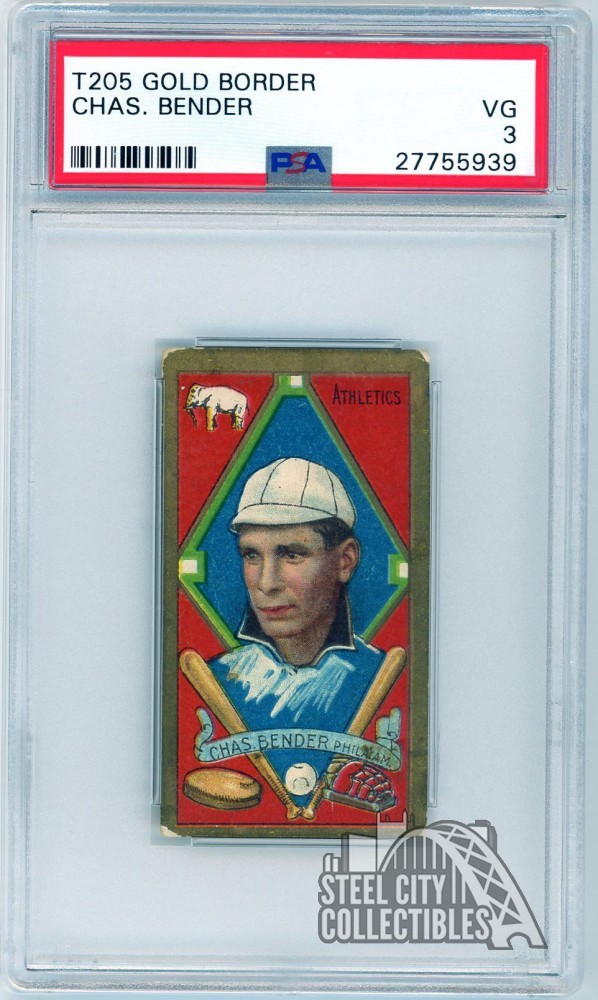Charles "Chief" Bender 1911 T205 Gold Border Polar Bear Card PSA 3 VG