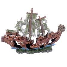 Ulifery Aquarium Sunken Pirate Ship Resin Fish Tank Decorations for 55-75