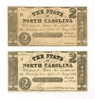 (Pair) 1861 $2 The State of NORTH CAROLINA Notes - CIVIL WAR Era — photo 1
