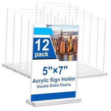 5x7 Acrylic Sign Holder, 12 Pack Vertical Plastic Signs Frame 12 Pack 5x7"