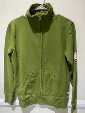 HOWIES Full Zip Cotton Sweatshirt - Men's Sz S - PESTO GREEN - NEW
