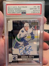2017-18 O-pee-chee Platinum Brock Boeser Rookie Auto Rainbow PSA 10 Gem Mint RC