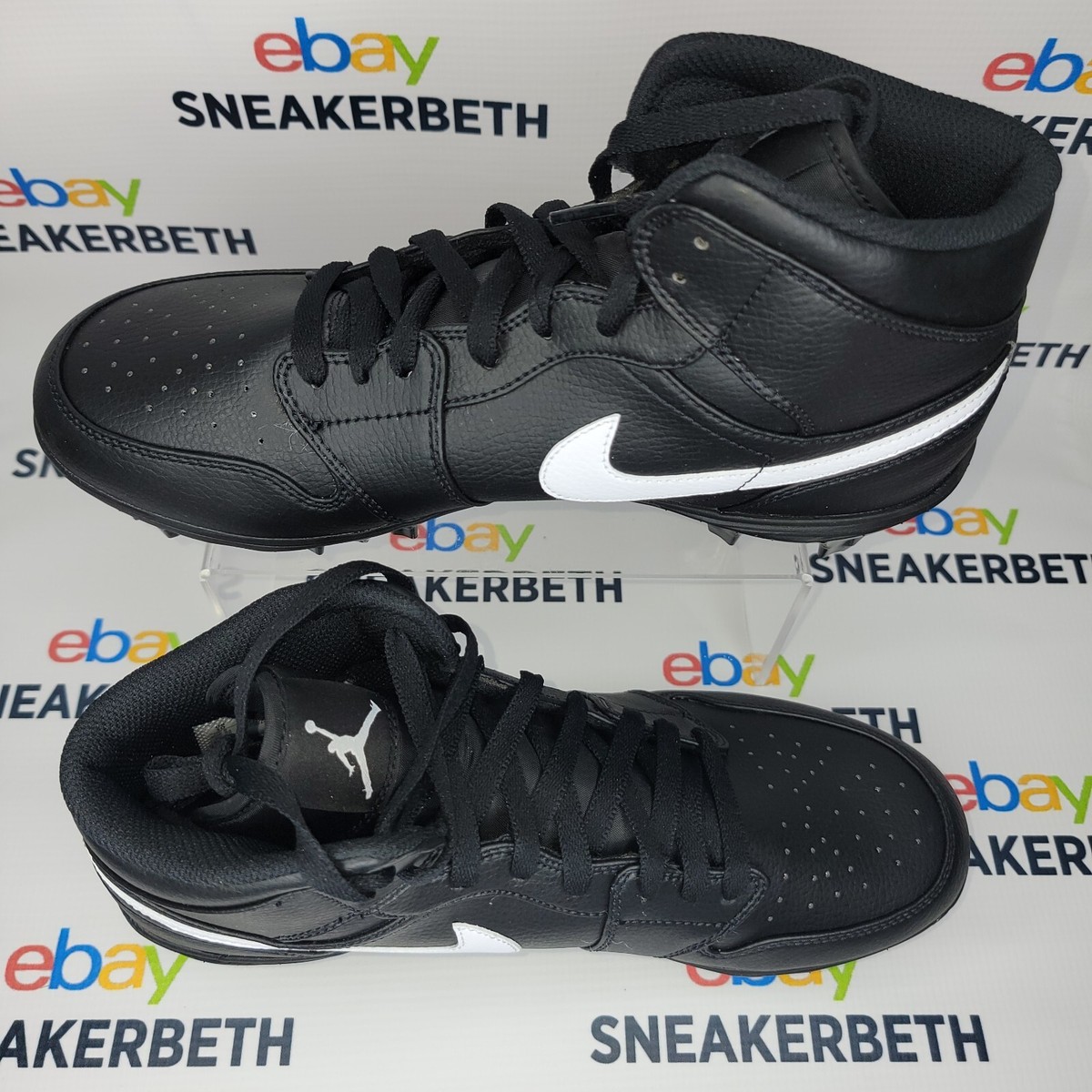 Nike Air Jordan 1 Mid TD Black White Football Cleats MEN'S